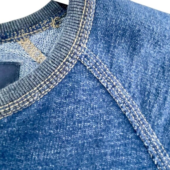 American Eagle Denim Athletic Fit Crew Neck Sweatshirt Mens Small Blue Heritage - Picture 7 of 12